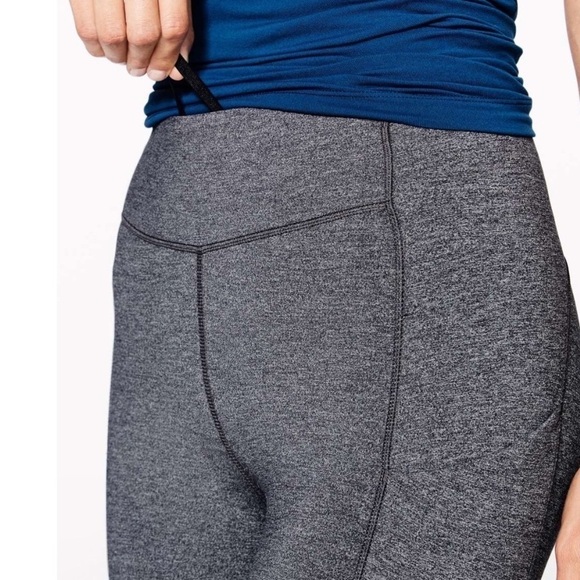 Lululemon Speed Up Crop Heathered Black 21" Inseam Running Leggings Size 4 - Picture 7 of 15